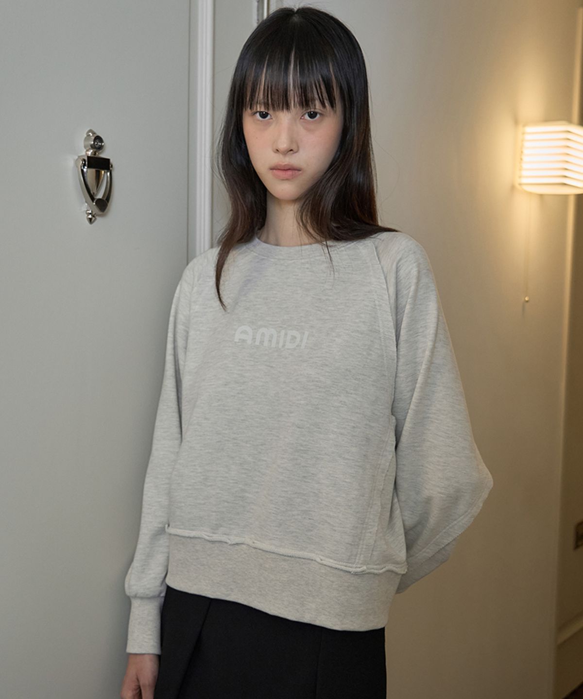 아미디(AMIDI) CUT-OFF SWEATSHIRT_MELANGE