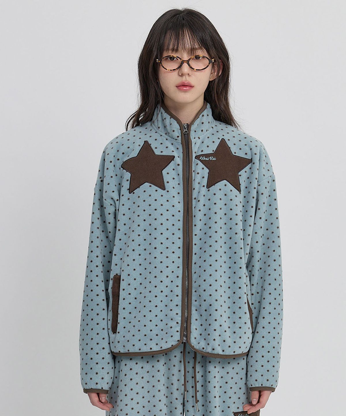 와이케이(WAIKEI) 트윈 스타 아플리케 도트 플리스 집업 민트