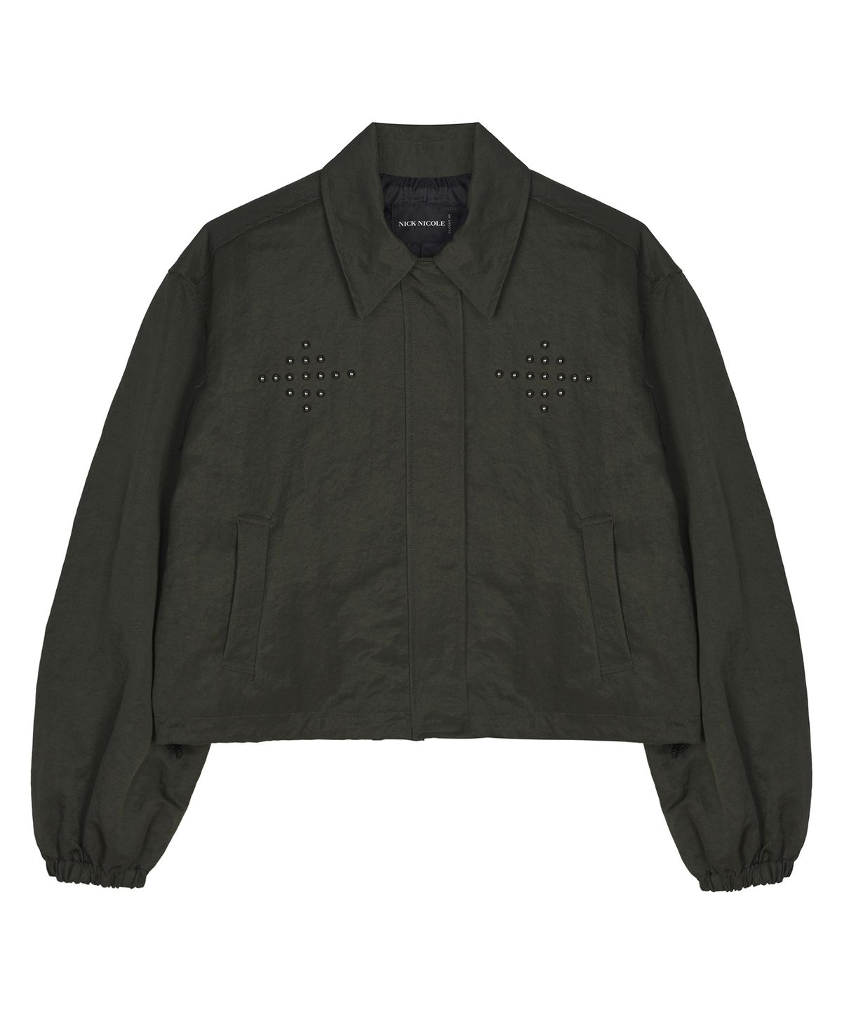 닉앤니콜(NICK&NICOLE) STUD WINDBREAKER JACKET_KHAKI