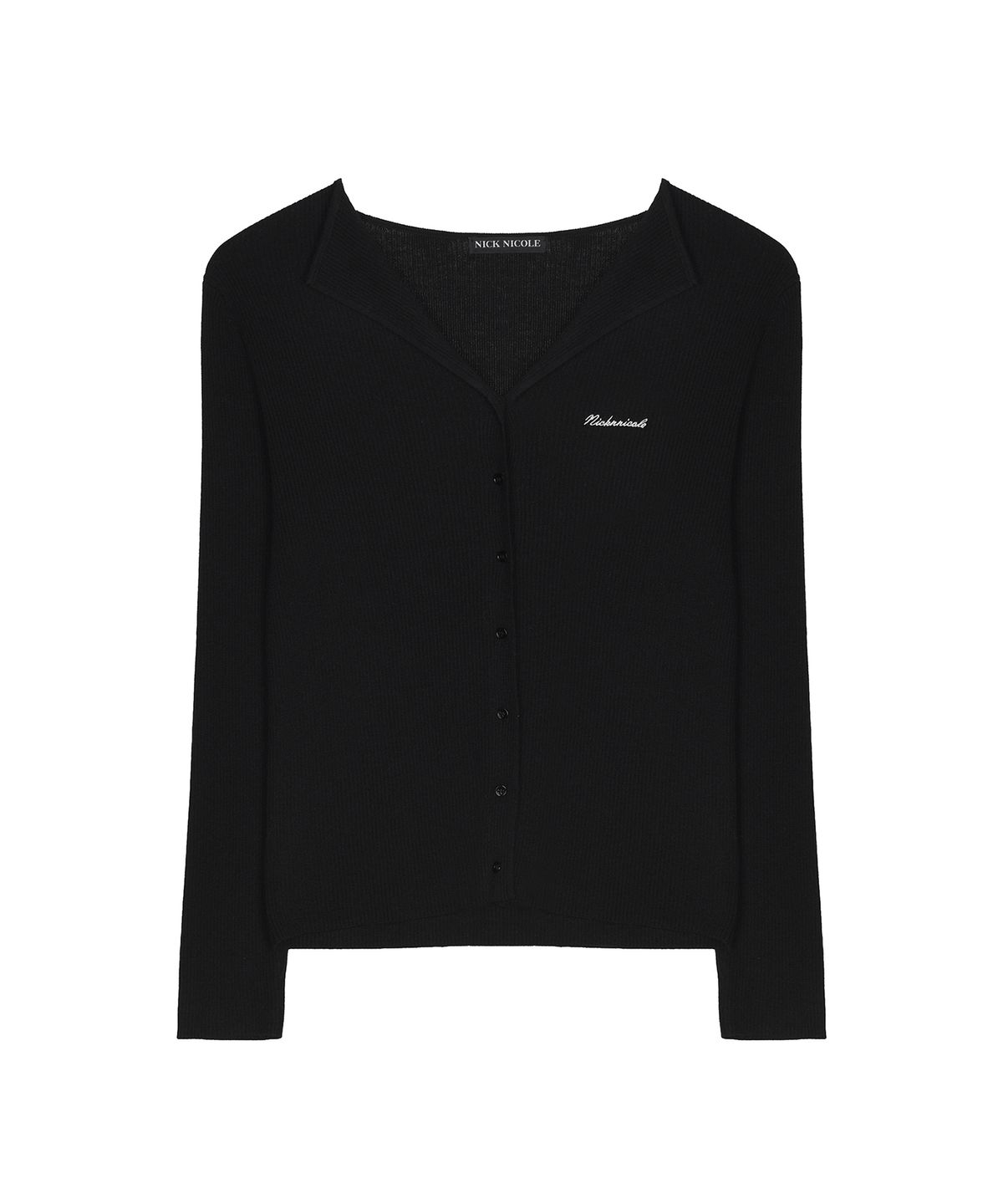 닉앤니콜(NICK&NICOLE) OPEN COLLAR KNIT CARDIGAN_BLACK