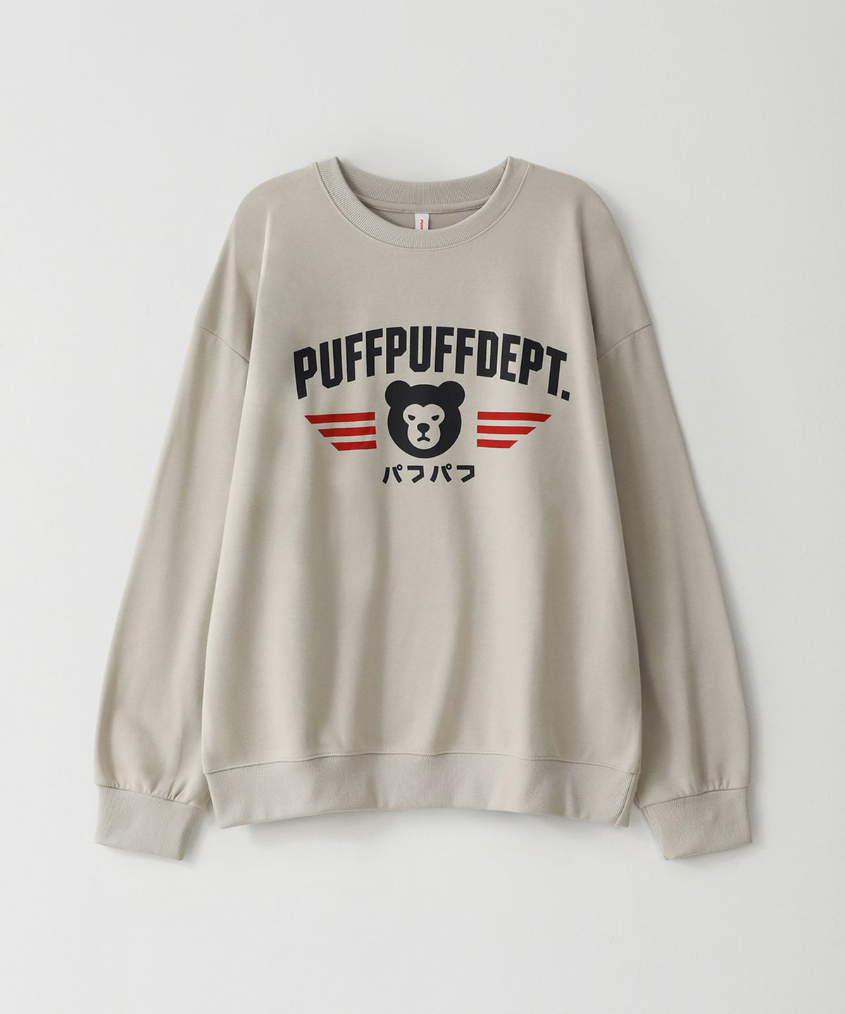 퍼프퍼프뎁트(PUFF PUFF DEPT) BEARMONSTER 스웨트셔츠 GREYISH BEIGE