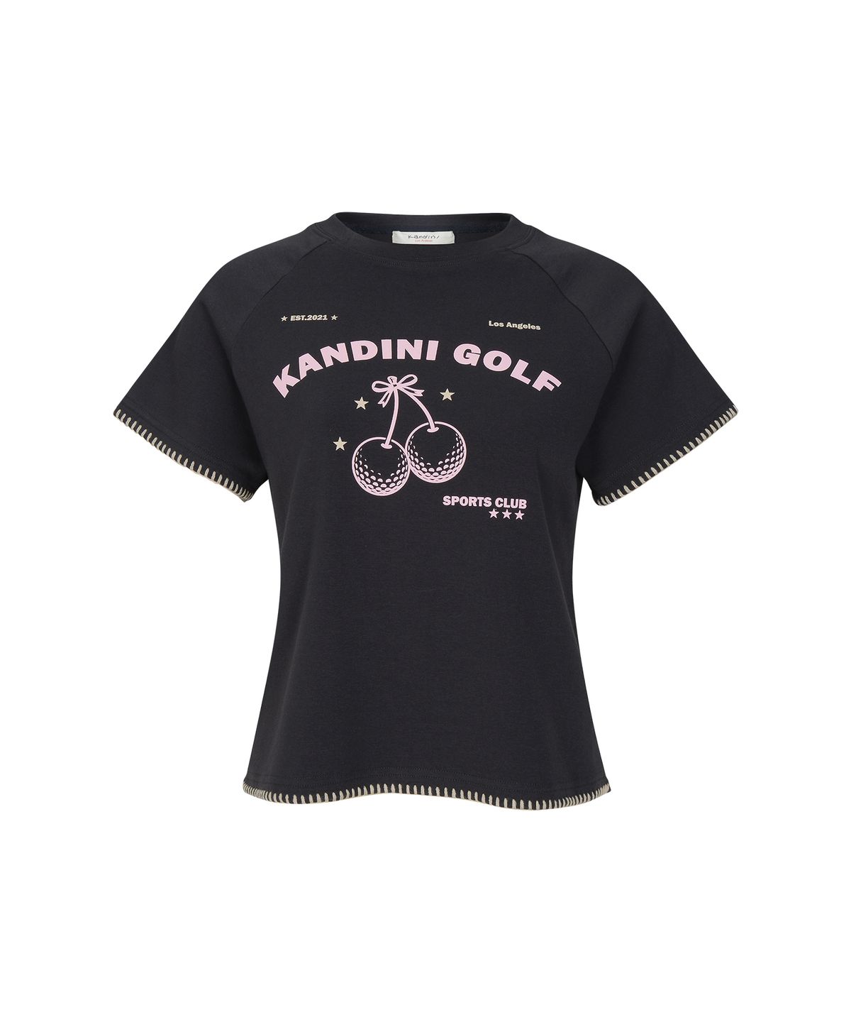 칸디니(KANDINI) 챠콜 스티치 래글런 반팔티