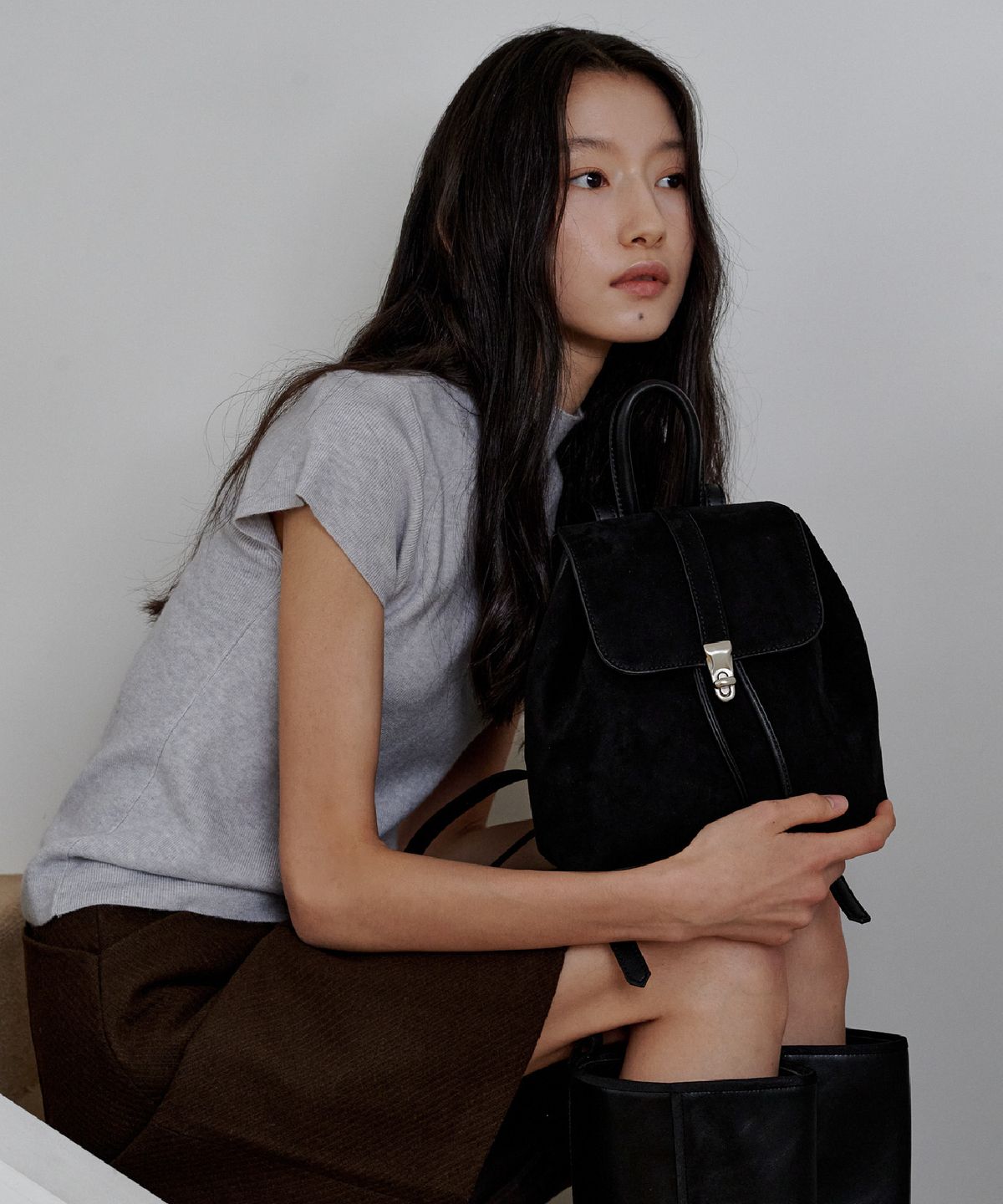 엑타(ECTAR) muko mini backpack-무코미니백팩 [스웨이드 블랙]