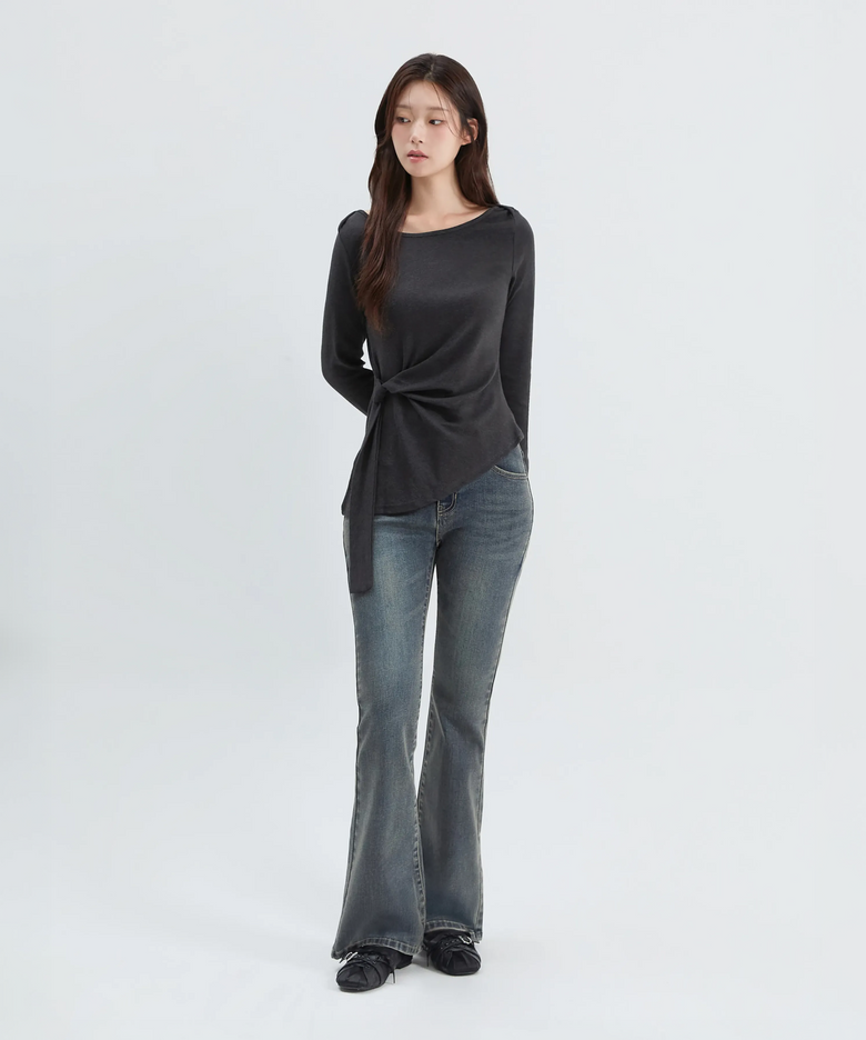[볼륨업] 뒷포켓 부츠컷 데님 팬츠 RMTJG4TR12