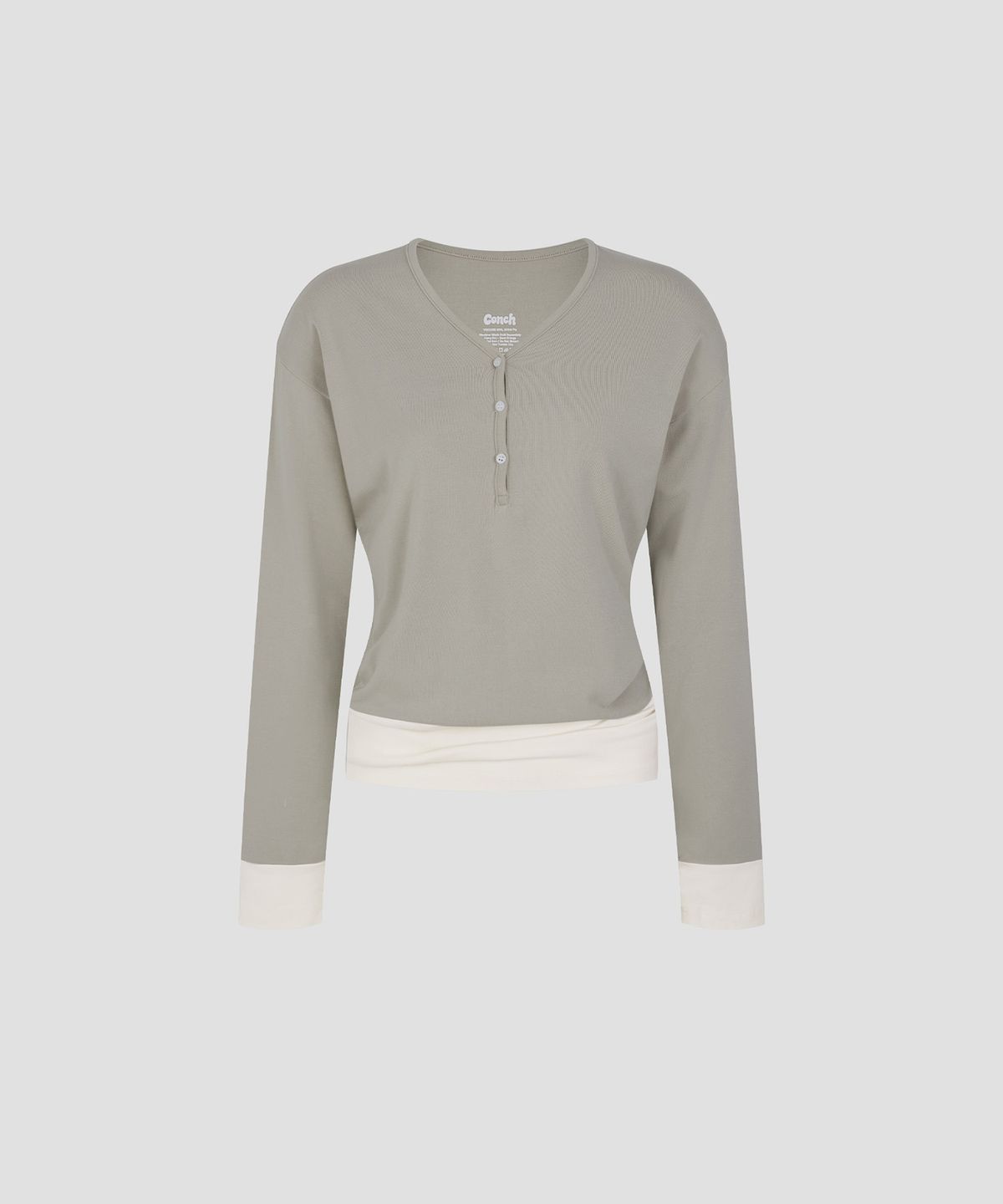 콘치웨어(CONCHWEAR) 브이넥 버튼 배색 롱 슬리브 (5colors)