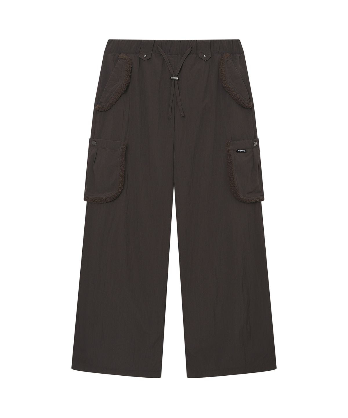 슈퍼드라이(SUPERDRY) 우먼스 포켓 플리스 트리밍 팬츠 브라운 SDFLWFQ01BRW