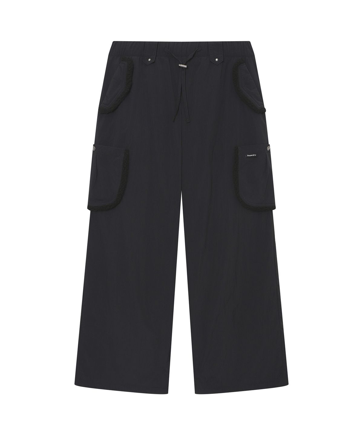 슈퍼드라이(SUPERDRY) 우먼스 포켓 플리스 트리밍 팬츠 블랙 SDFLWFQ01BLK