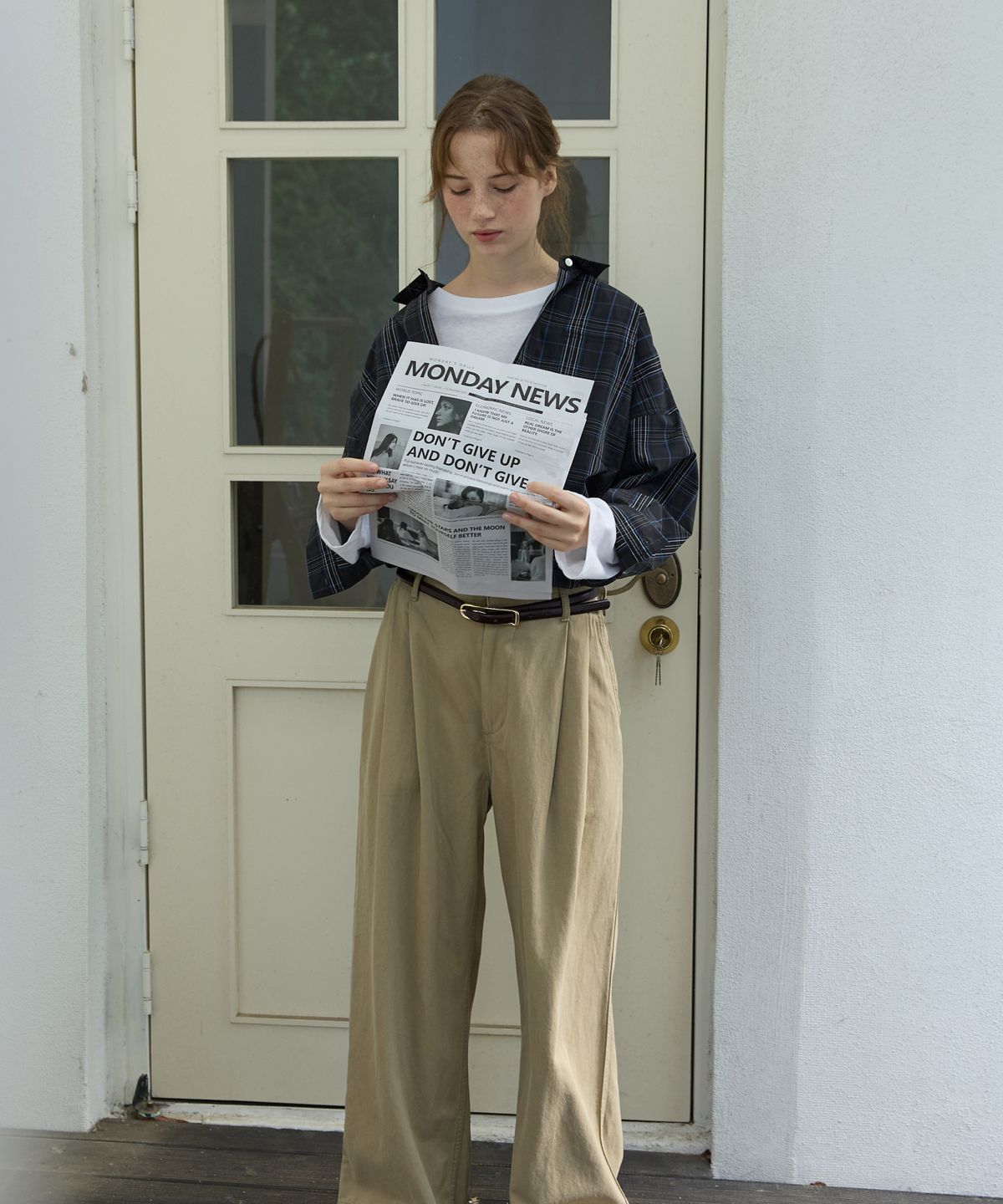 오픈도어스튜디오(OPENDOORSTUDIO) Pleated Wide Slacks Khaki
