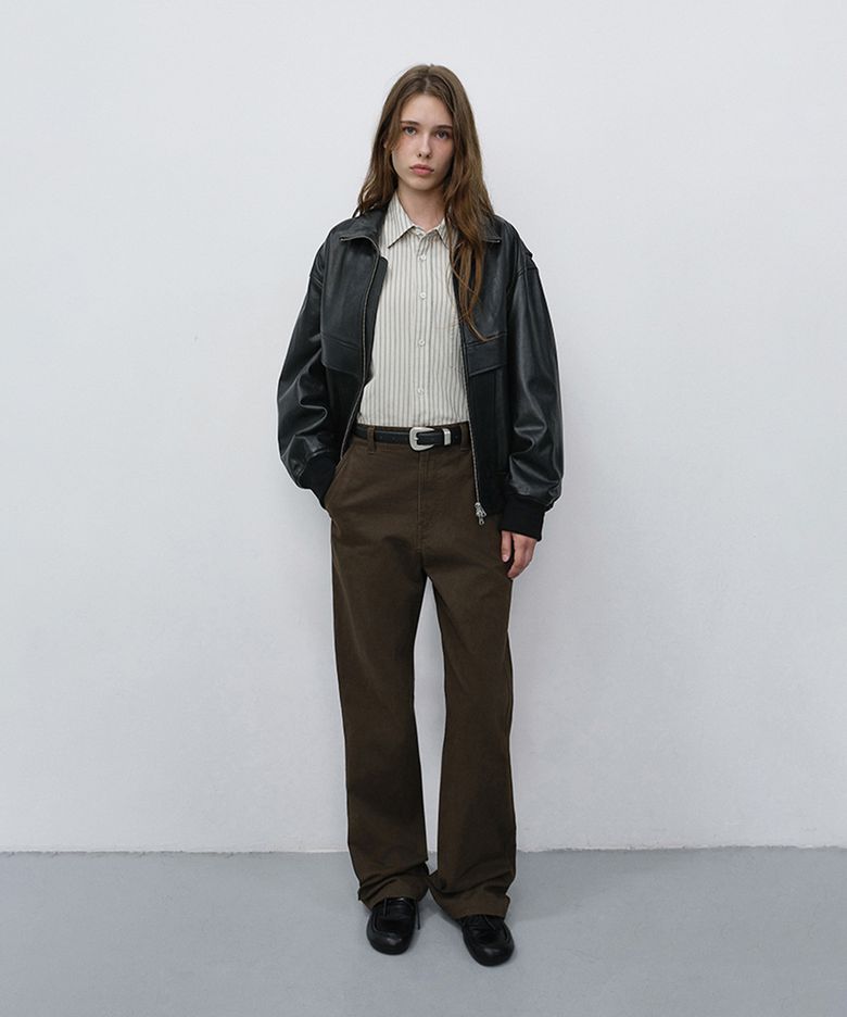 STRAIGHT CHINO SLACKS_UDPA6C201_BROWN