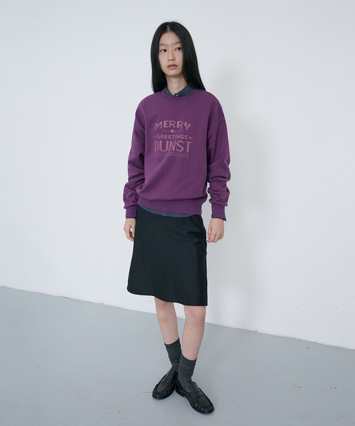 던스트(DUNST) UNISEX PIXEL SWEATSHIRT_UDTS6C113_PURPLE