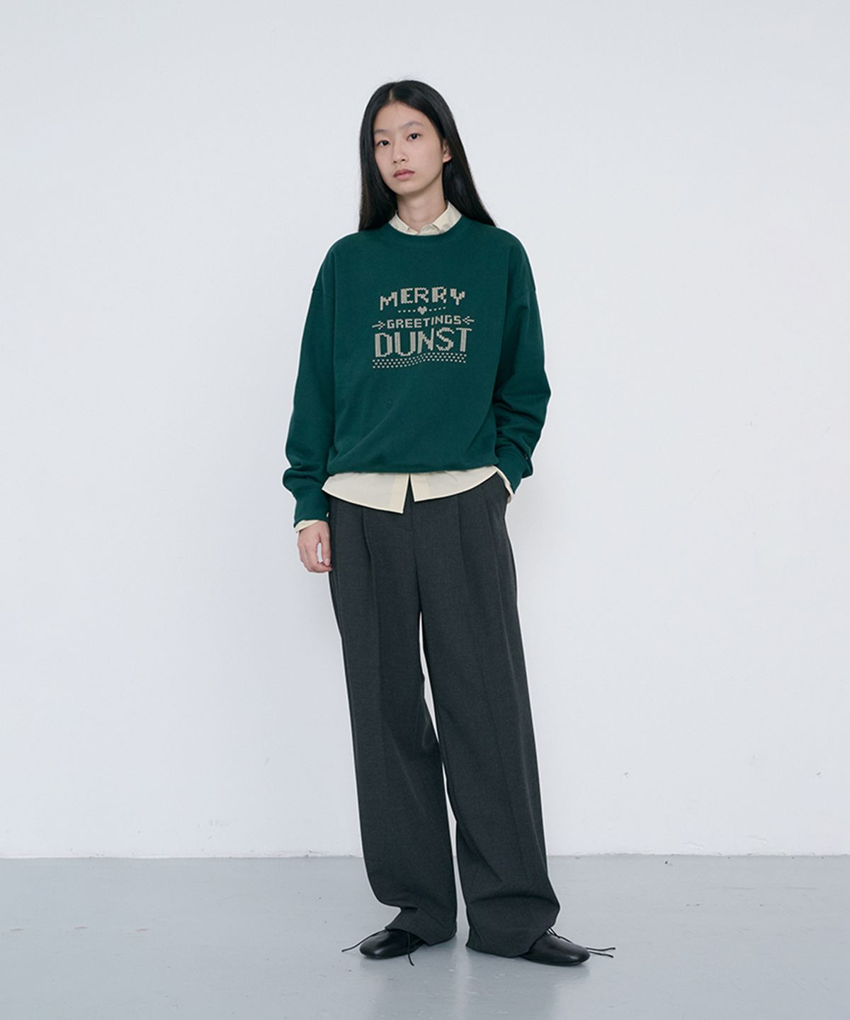 던스트(DUNST) UNISEX PIXEL SWEATSHIRT_UDTS6C113_DEEP GREEN