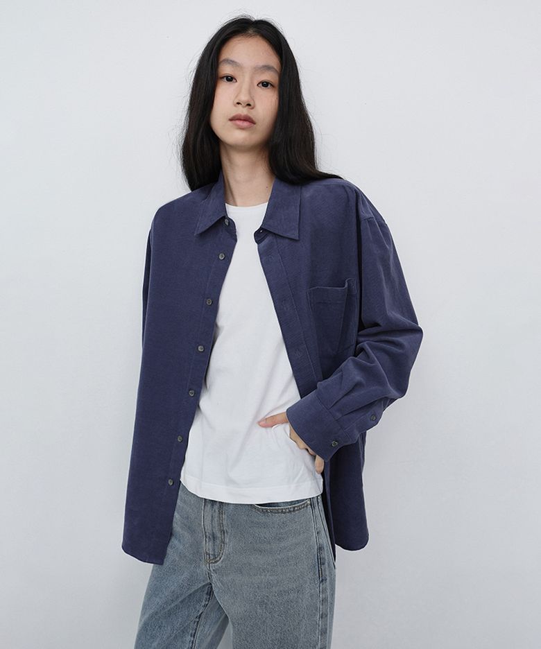 UNISEX CORDUROY SHIRT_UDSH6C106_WASHED BLUE