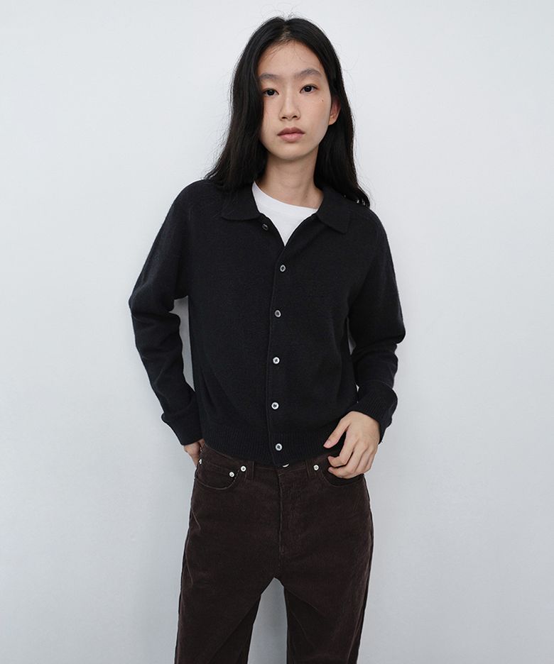 UNISEX COLLARED KNIT CARDIGAN_UDSW6C102_BLACK
