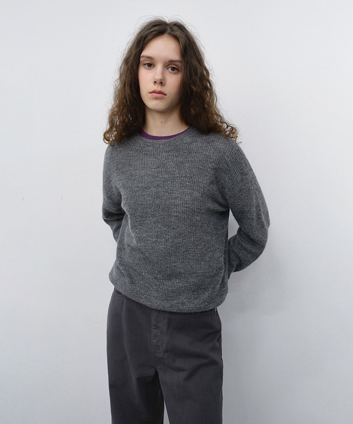 던스트(DUNST) UNISEX HAIRLY SWEATER_UDSW6C113_MELANGE GREY