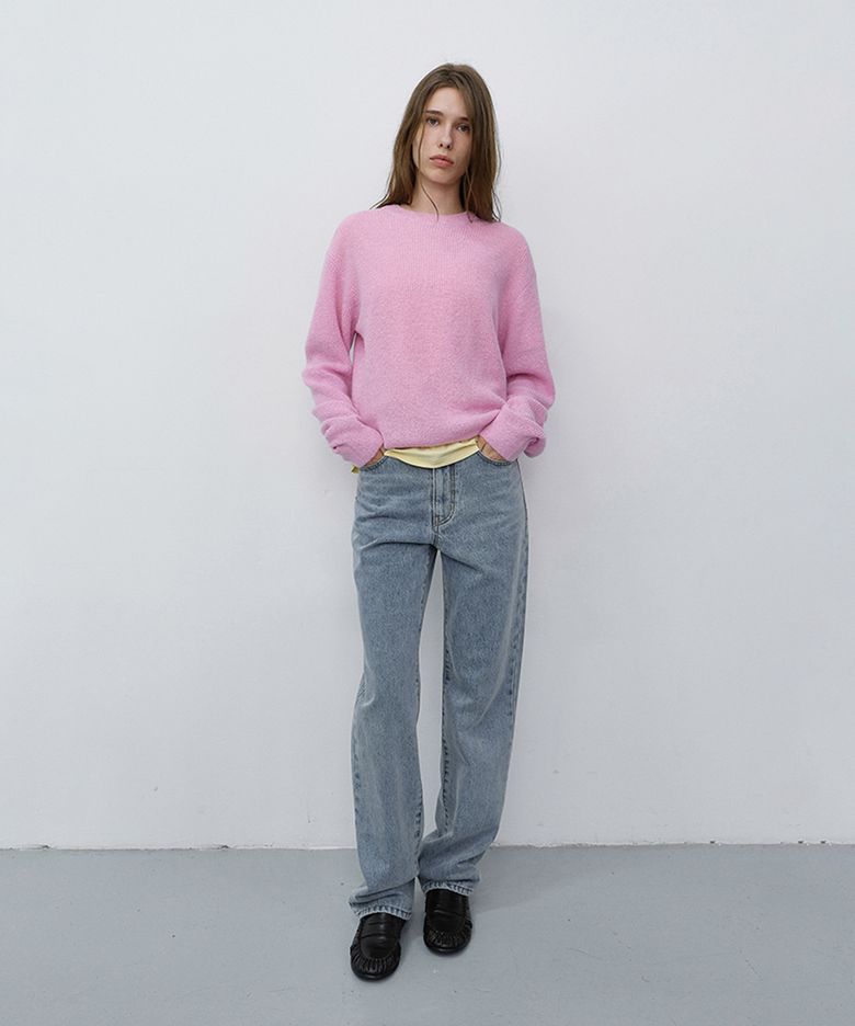 UNISEX HAIRLY SWEATER_UDSW6C113_PALE PINK