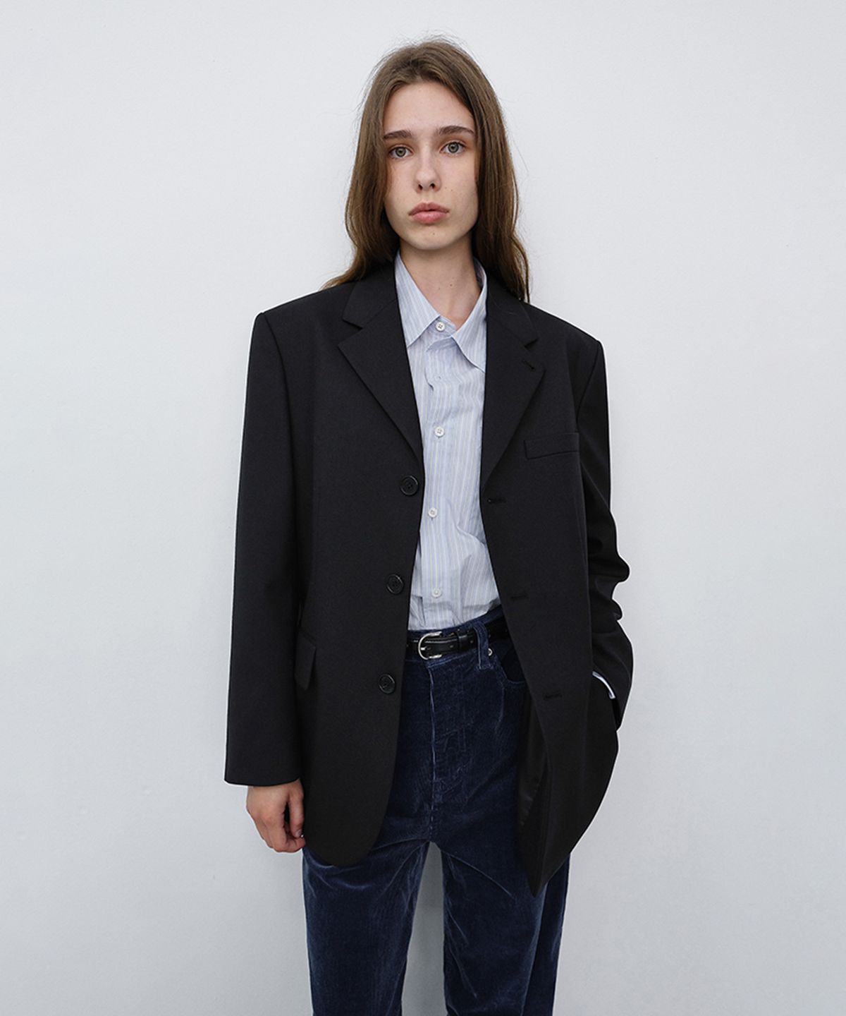 던스트(DUNST) UNISEX CLASSIC 3 BUTTON WOOL BLAZER_UDJA6C106_BLACK