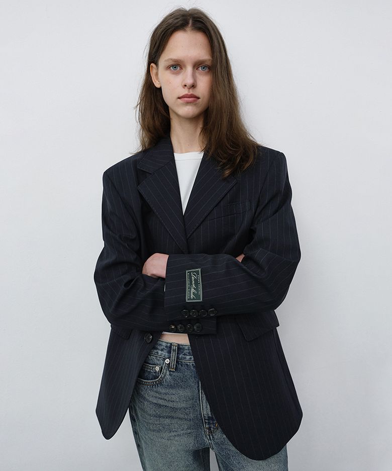 UNISEX REFINED MASCULINE WOOL BLAZER_UDJA6C105_NAVY STRIPE