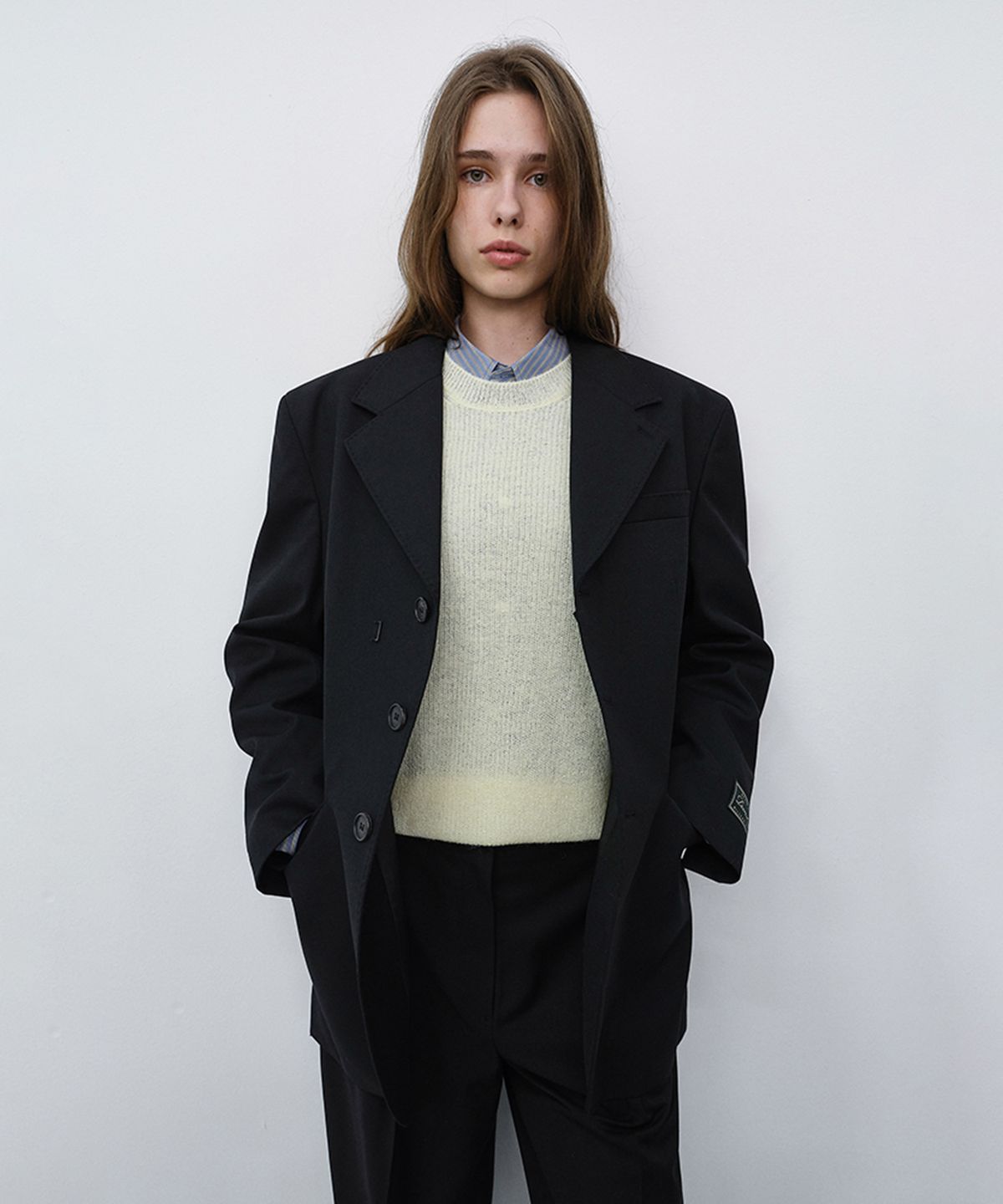 던스트(DUNST) UNISEX REFINED MASCULINE WOOL BLAZER_UDJA6C105_BLACK