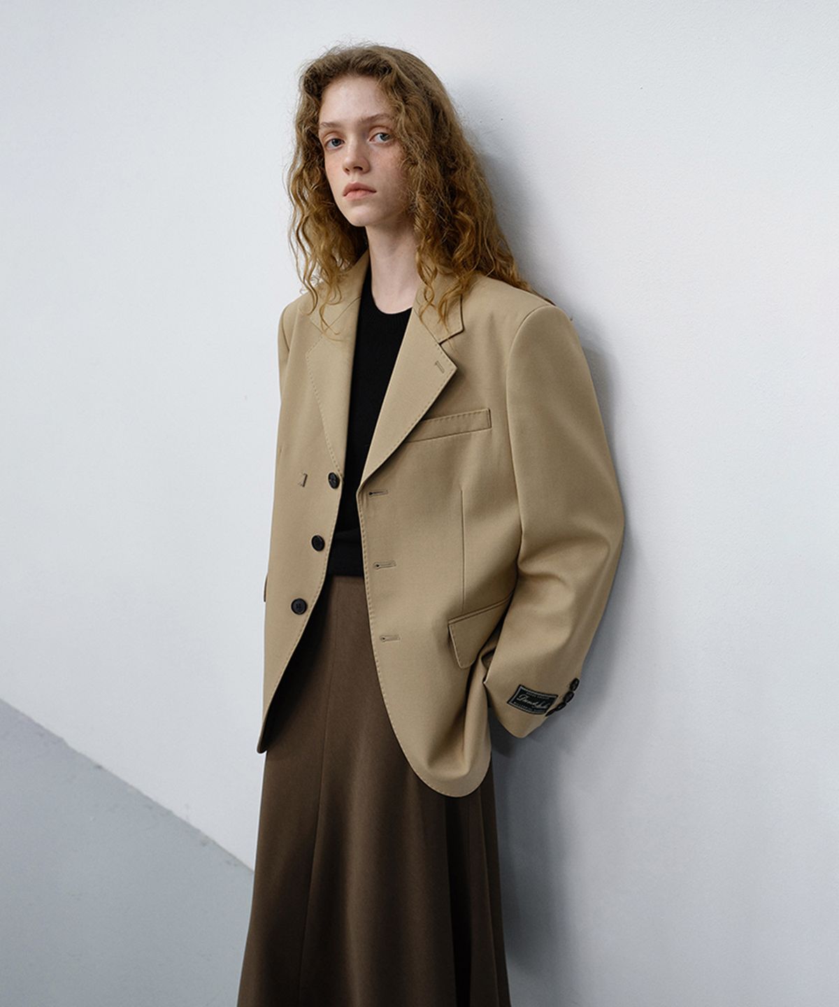 던스트(DUNST) UNISEX REFINED MASCULINE WOOL BLAZER_UDJA6C105_CARAMEL BEIGE