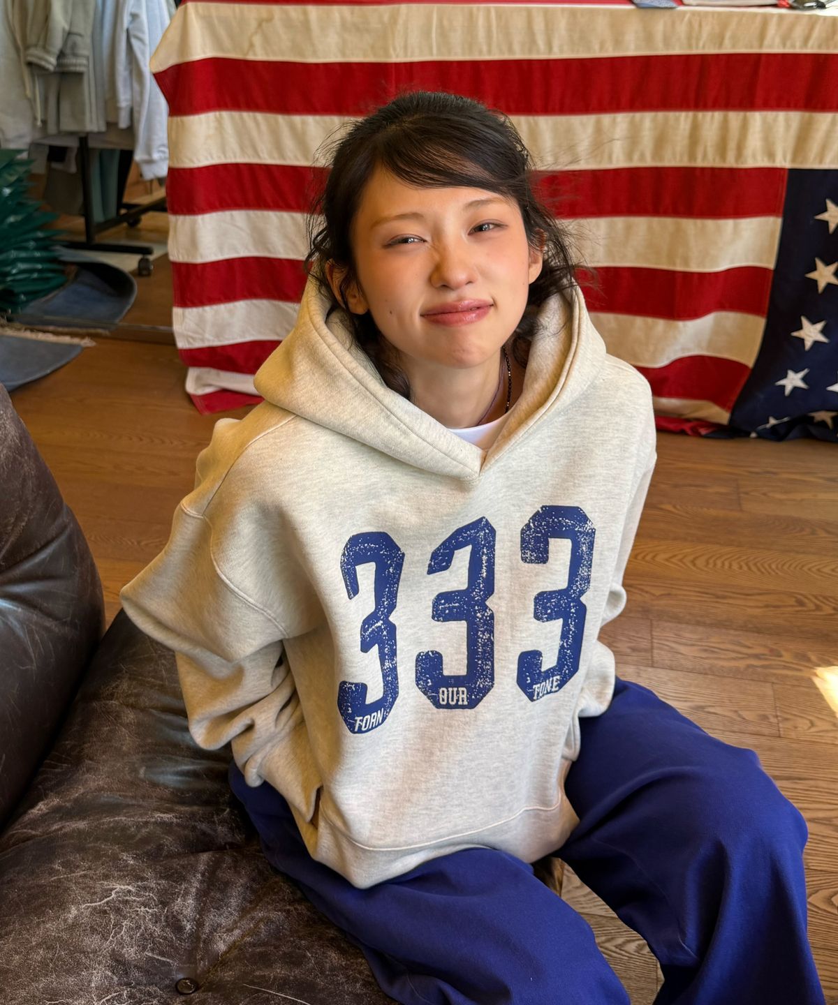 아모우(AMOU) [기모] 333 Hoodie OATMEAL