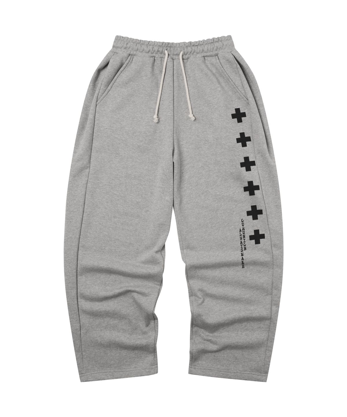 아모우(AMOU) [기모] BIG Cross One Tuck Sweat pants GRAY