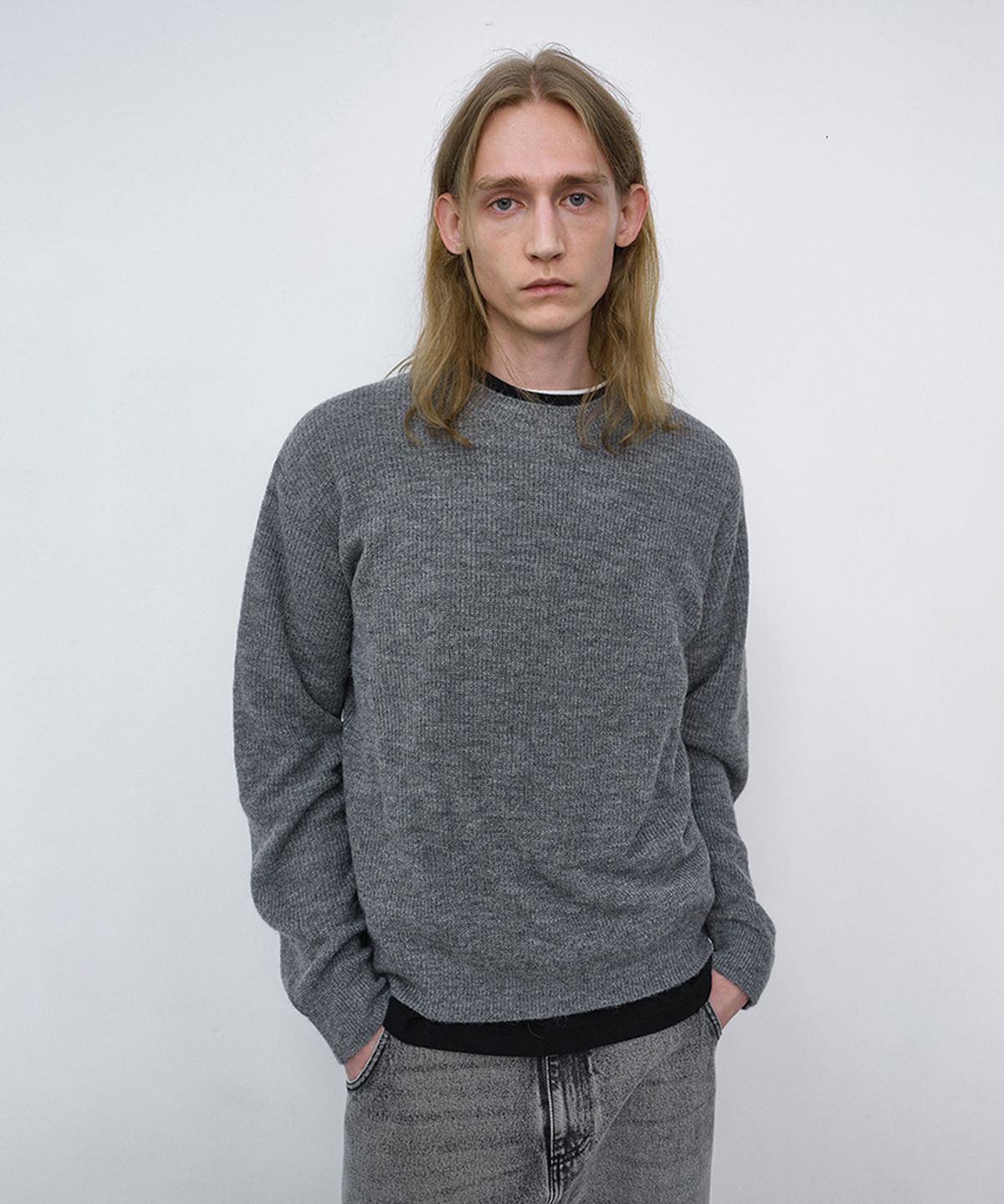 던스트 포 맨(DUNST FOR MEN) UNISEX HAIRLY SWEATER_UDSW6C113_MELANGE GREY