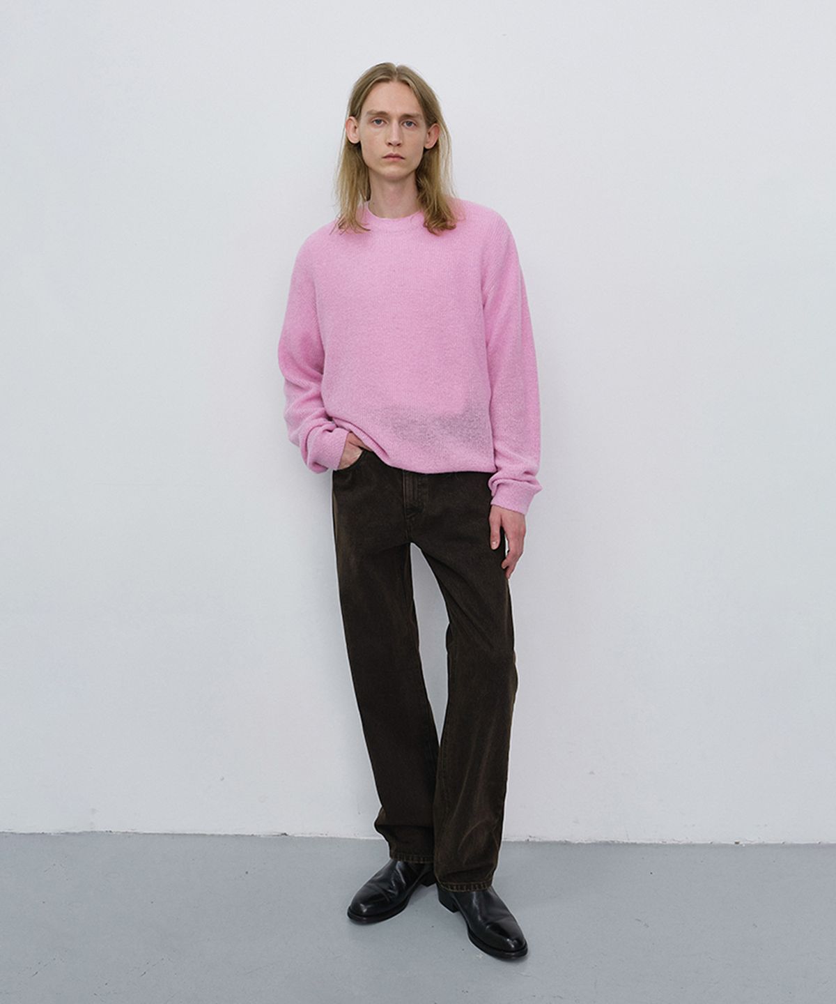 던스트 포 맨(DUNST FOR MEN) UNISEX HAIRLY SWEATER_UDSW6C113_PALE PINK