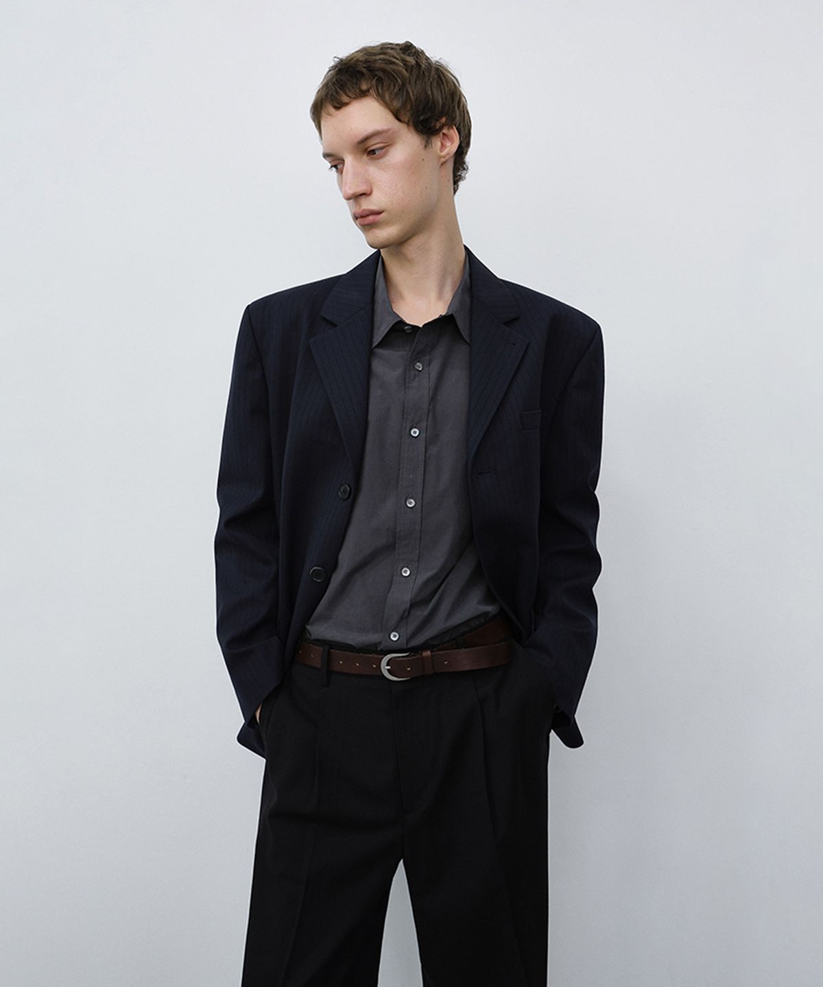 던스트 포 맨(DUNST FOR MEN) UNISEX CLASSIC 3 BUTTON WOOL BLAZER_UDJA6C106_NAVY STRIPE