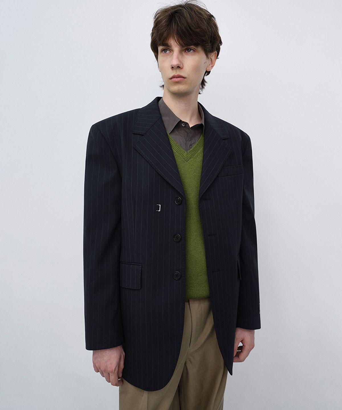 던스트 포 맨(DUNST FOR MEN) UNISEX REFINED MASCULINE WOOL BLAZER_UDJA6C105_NAVY STRIPE