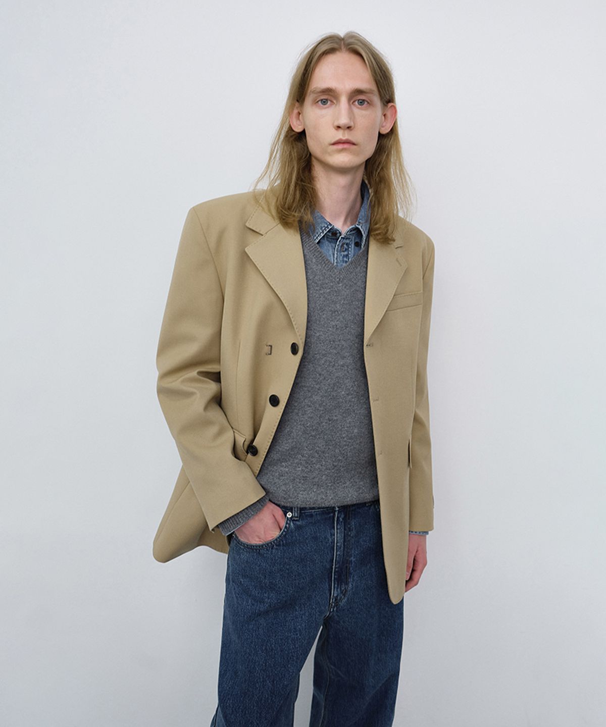 던스트 포 맨(DUNST FOR MEN) UNISEX REFINED MASCULINE WOOL BLAZER_UDJA6C105_CARAMEL BEIGE