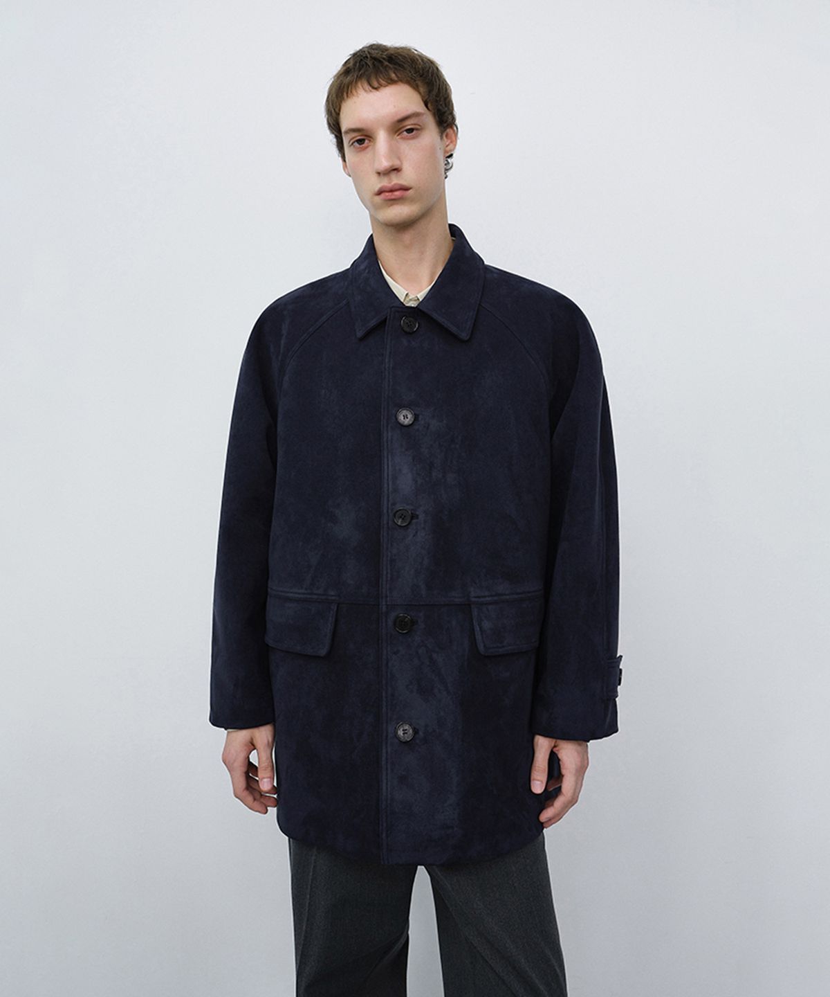 던스트 포 맨(DUNST FOR MEN) LILY SUEDE HALF JACKET_UNISEX_UDJA6C102_BLUE NAVY