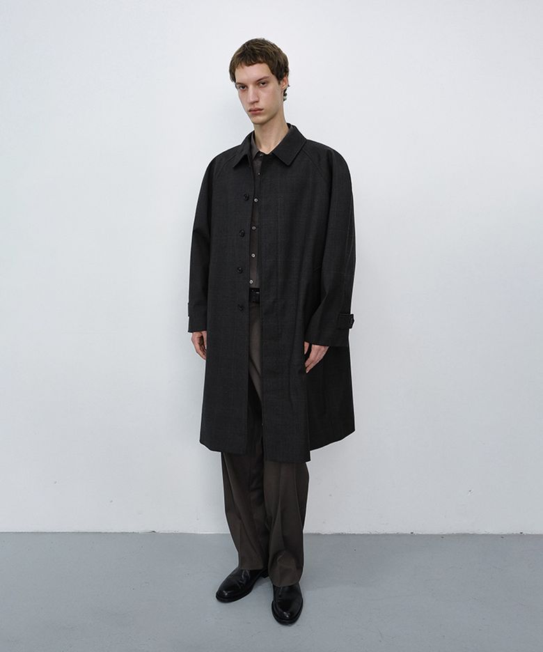 UNISEX H-LINE WOOL MAC COAT_UDTR6C101_BROWN CHECK