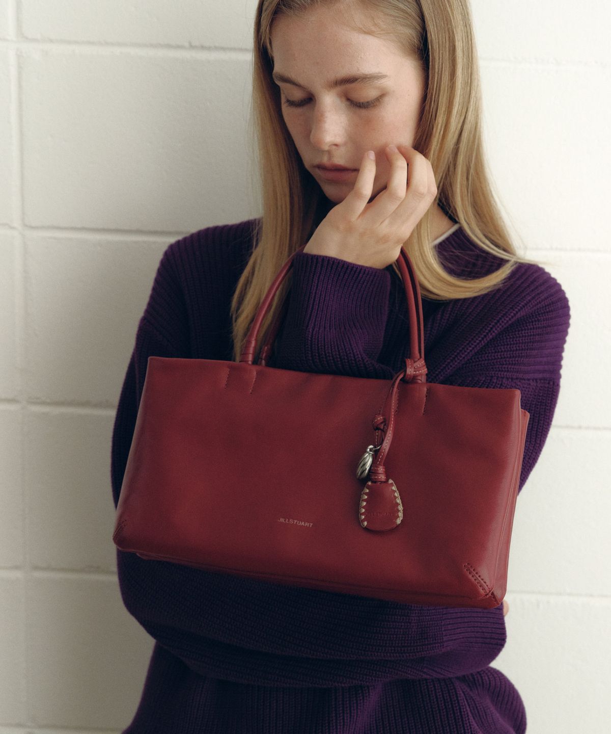 질스튜어트액세서리(JILLSTUART ACC) [FACETTE] 파세트 폴더블 소가죽 더블토트 S 레드