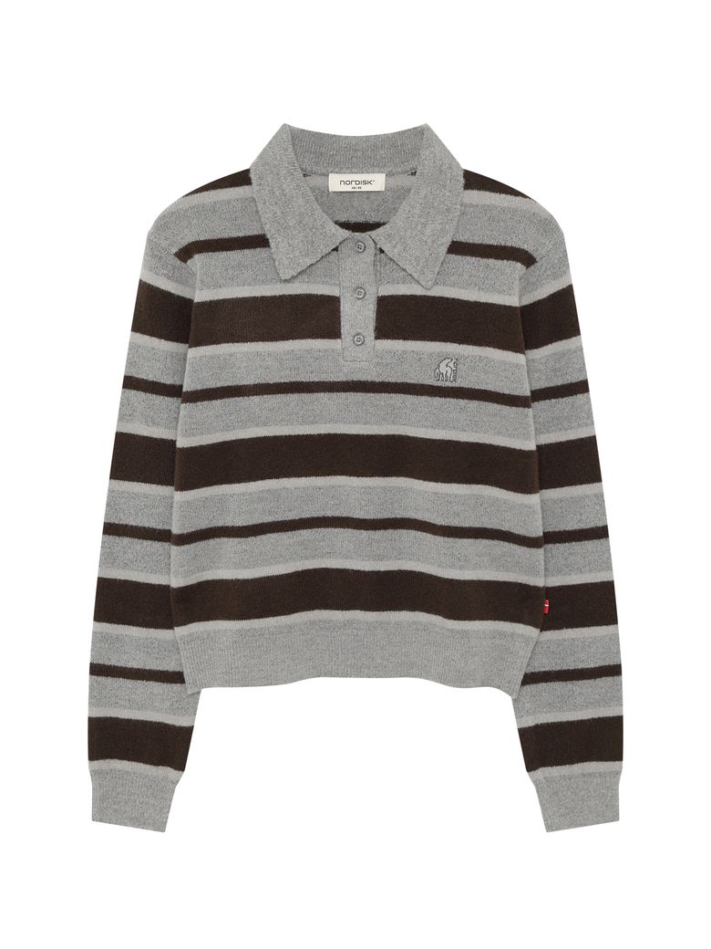 [비메이트] 스트라이프 카라넥 스웨터 - W_MELANGE DARK GREY OWW26K04ZJ