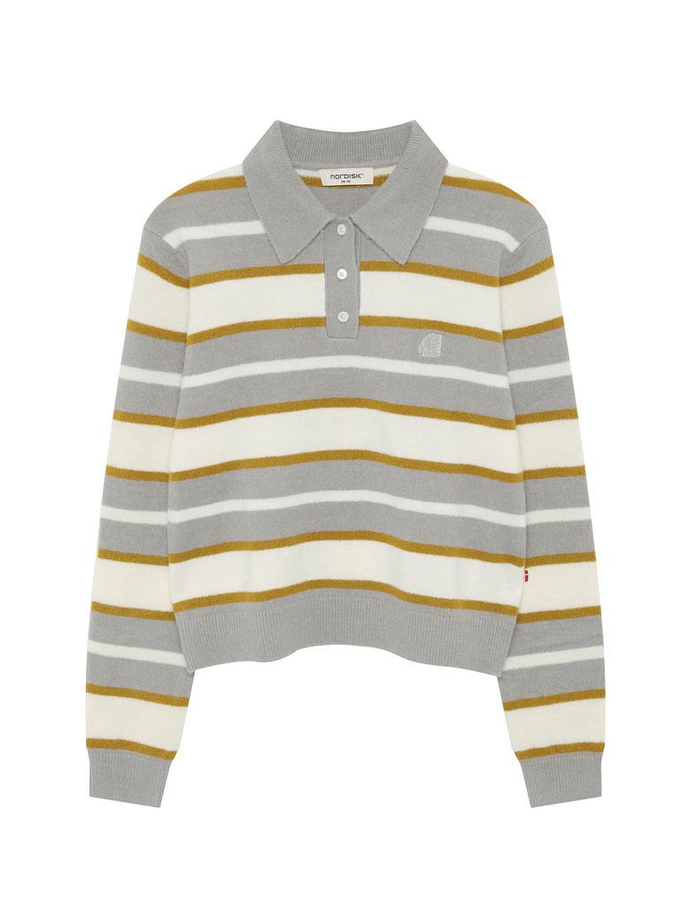 [비메이트] 스트라이프 카라넥 스웨터 - W_Off White OWW26K04W3