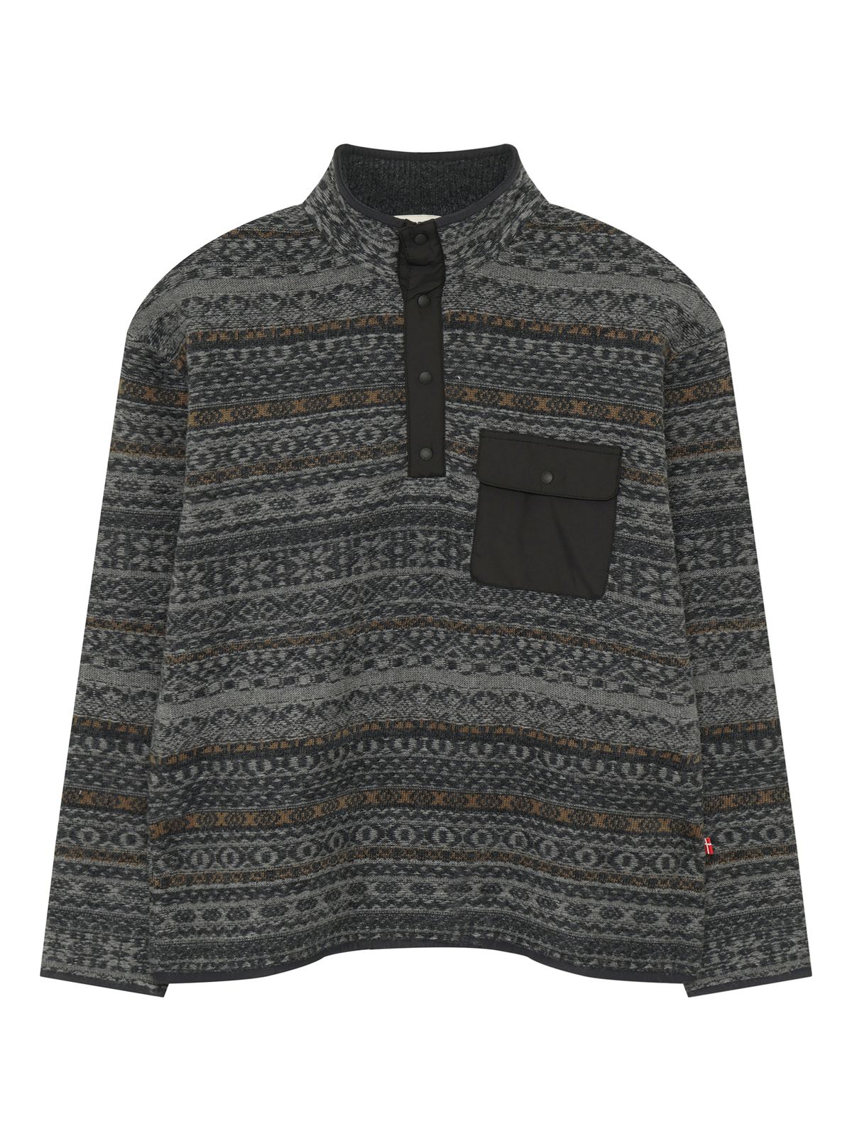 노르디스크(NORDISK) 버튼넥 자가드 스웨터 - M_MELANGE DARK GREY OMW26K05ZJ