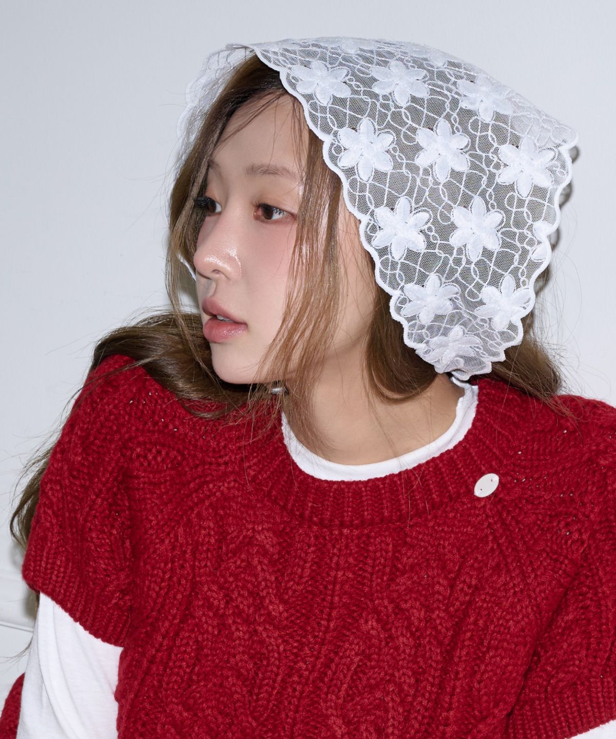 핑크파인애플(PINK PINEAPPLE) FALLING DEAR PETAL KERCHIEF_WHITE