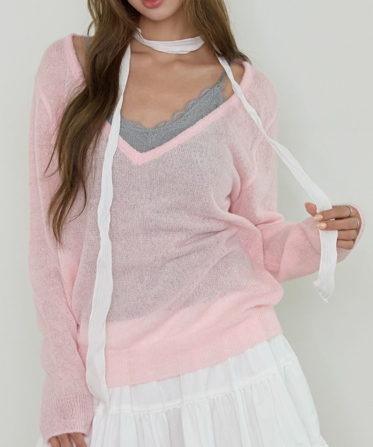 핑크파인애플(PINK PINEAPPLE) WHIMSY URBAN SHEER SCARF_WHITE