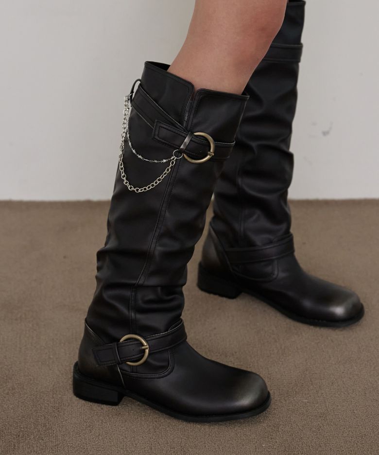 AMOUR BUCKLE LONG BOOTS_BLACK