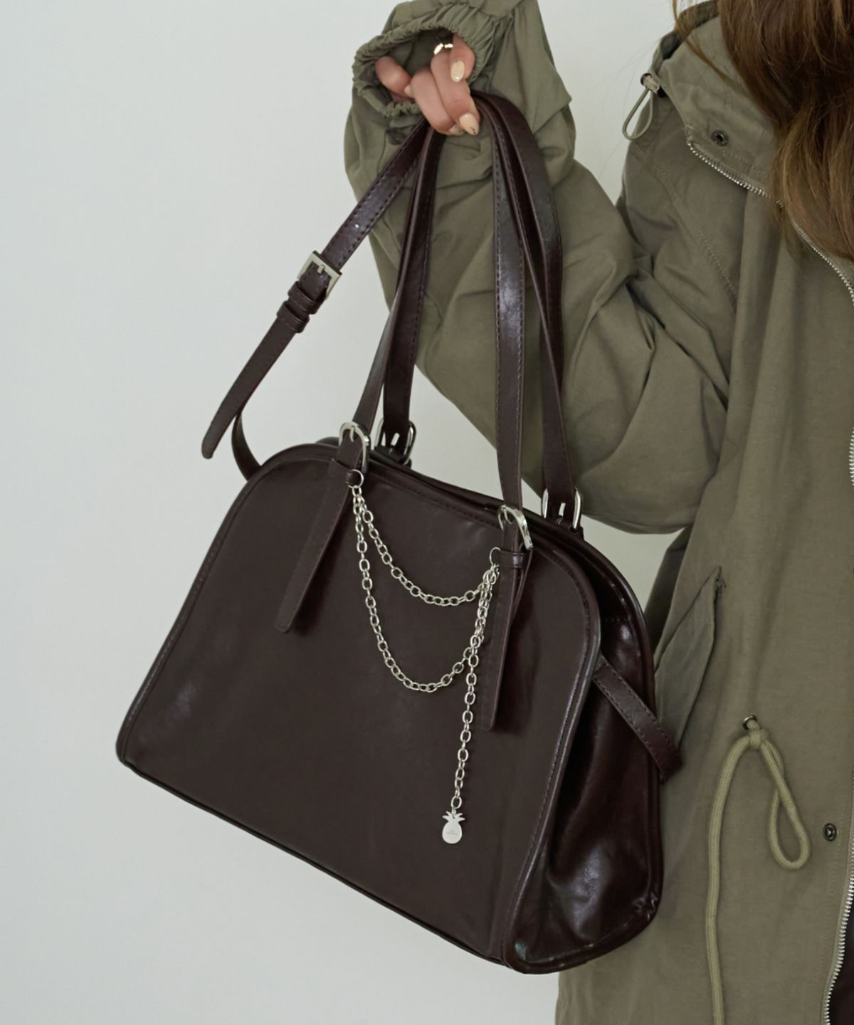 핑크파인애플(PINK PINEAPPLE) PROSE SQUARE SHOULDER BAG_BROWN