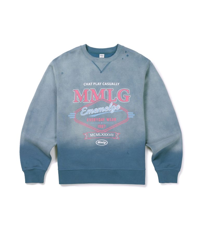 DISTRESSED VARSITY SWEAT (BLUE)