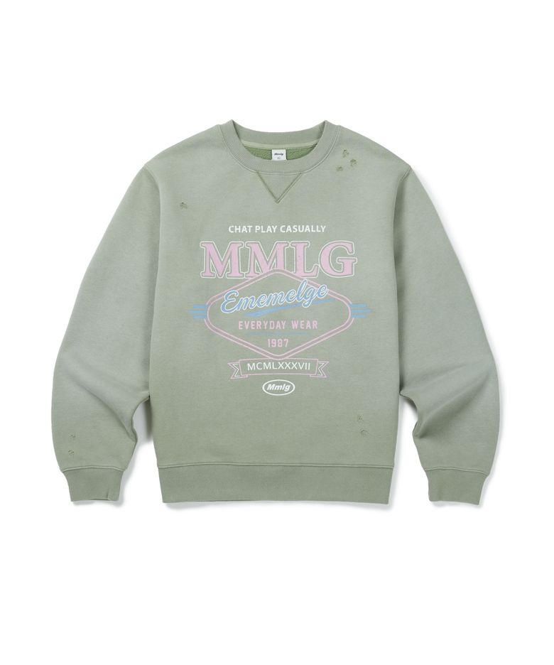 DISTRESSED VARSITY SWEAT (GREEN)