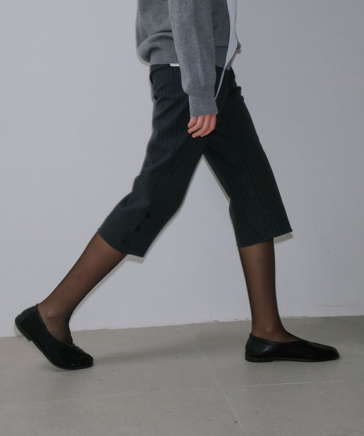 가더(GARDER) Side Button Capri Pants (Stripe)