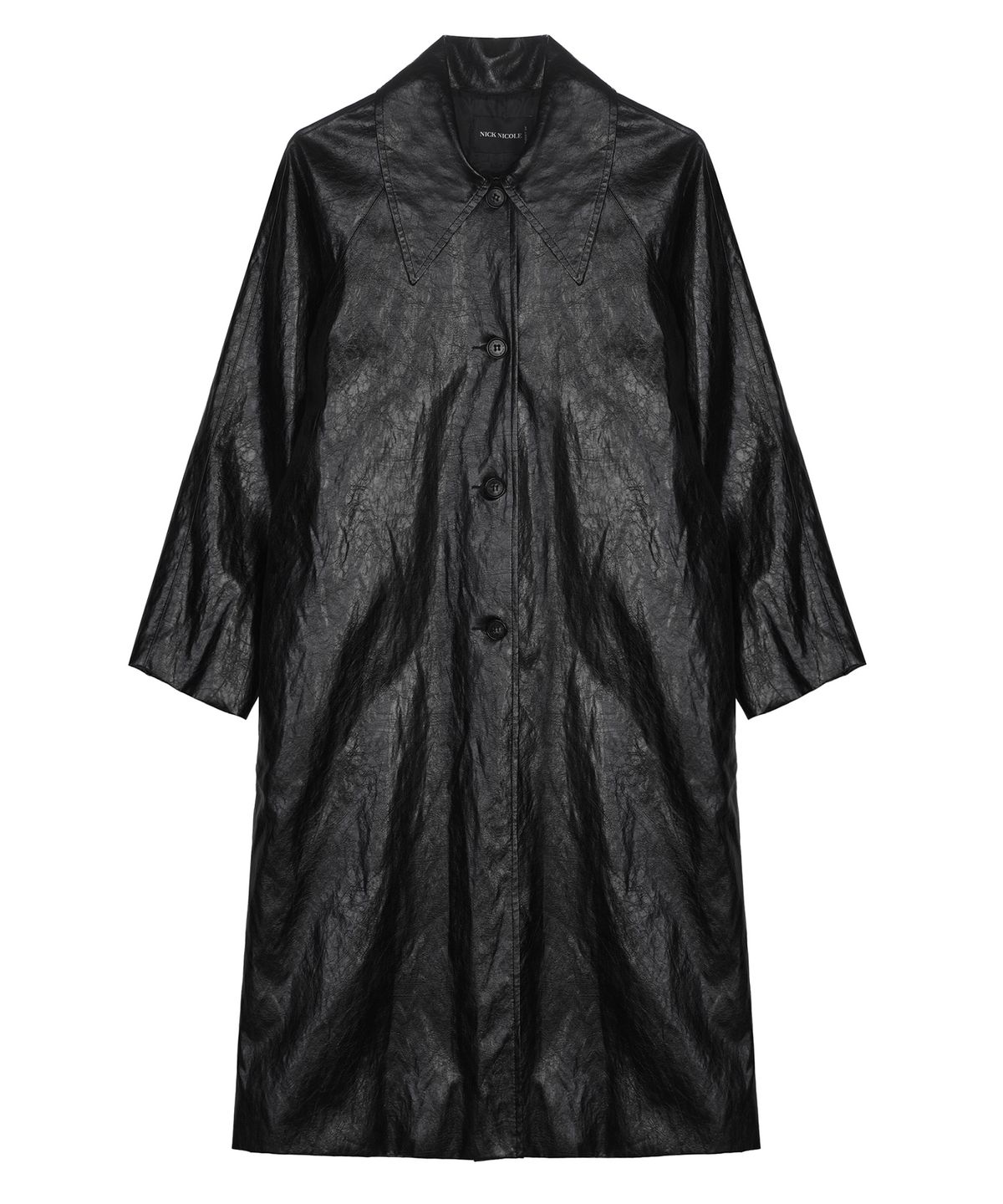 닉앤니콜(NICK&NICOLE) LEATHER BELTED LONG COAT_BLACK