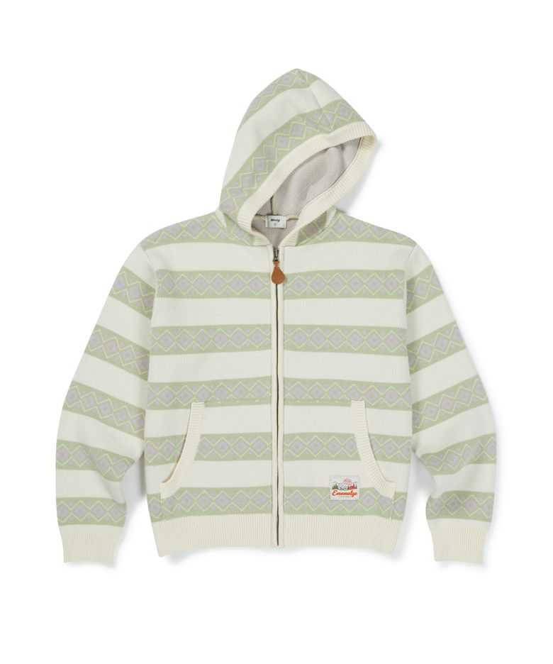 ALPINE KNIT HOOD ZIPUP (IVORY)