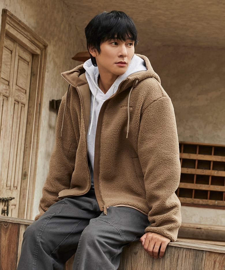 HUG (허그) 남성 본딩 플리스 후드 자켓_Beige_DMU26147E2