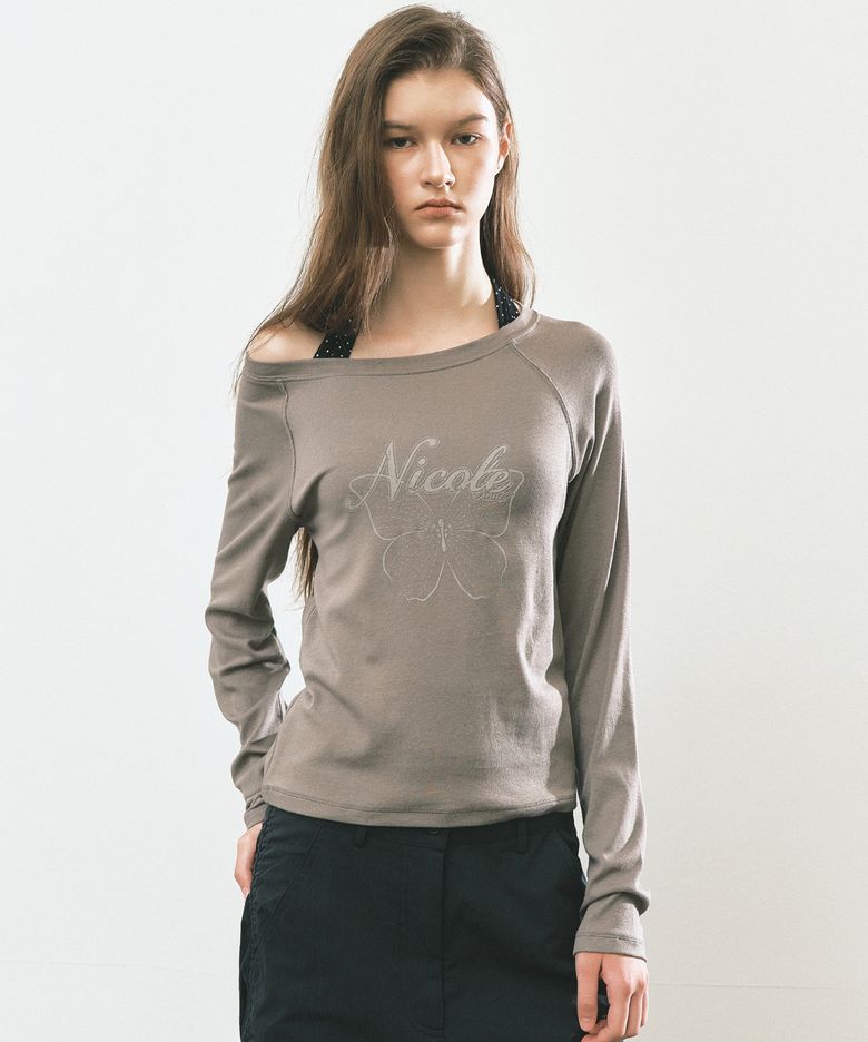 NICOLE BUTTERFLY RAGLAN TOP_BROWN