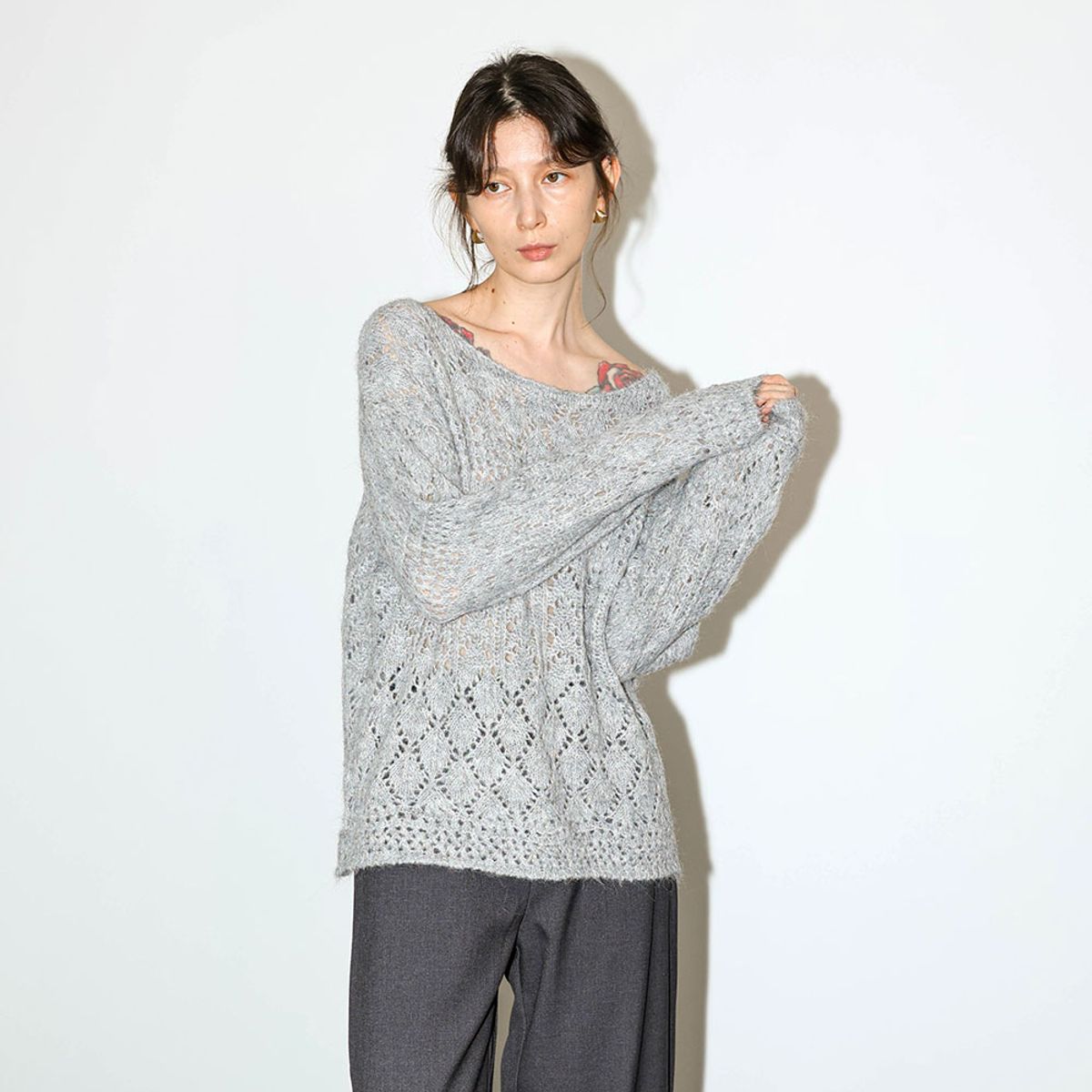 웬스데이딜라잇(WEDNESDAY DELIGHT) WD_Boat neck openwork knit