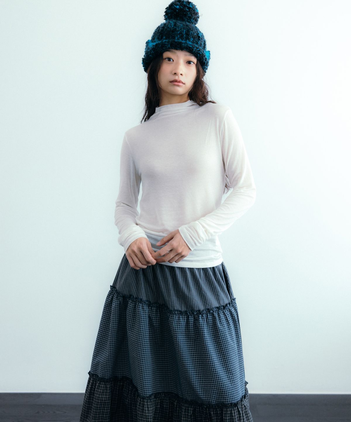 이요우아(IYOWUAH) Soft Half-Neck Long Sleeve, Ivory