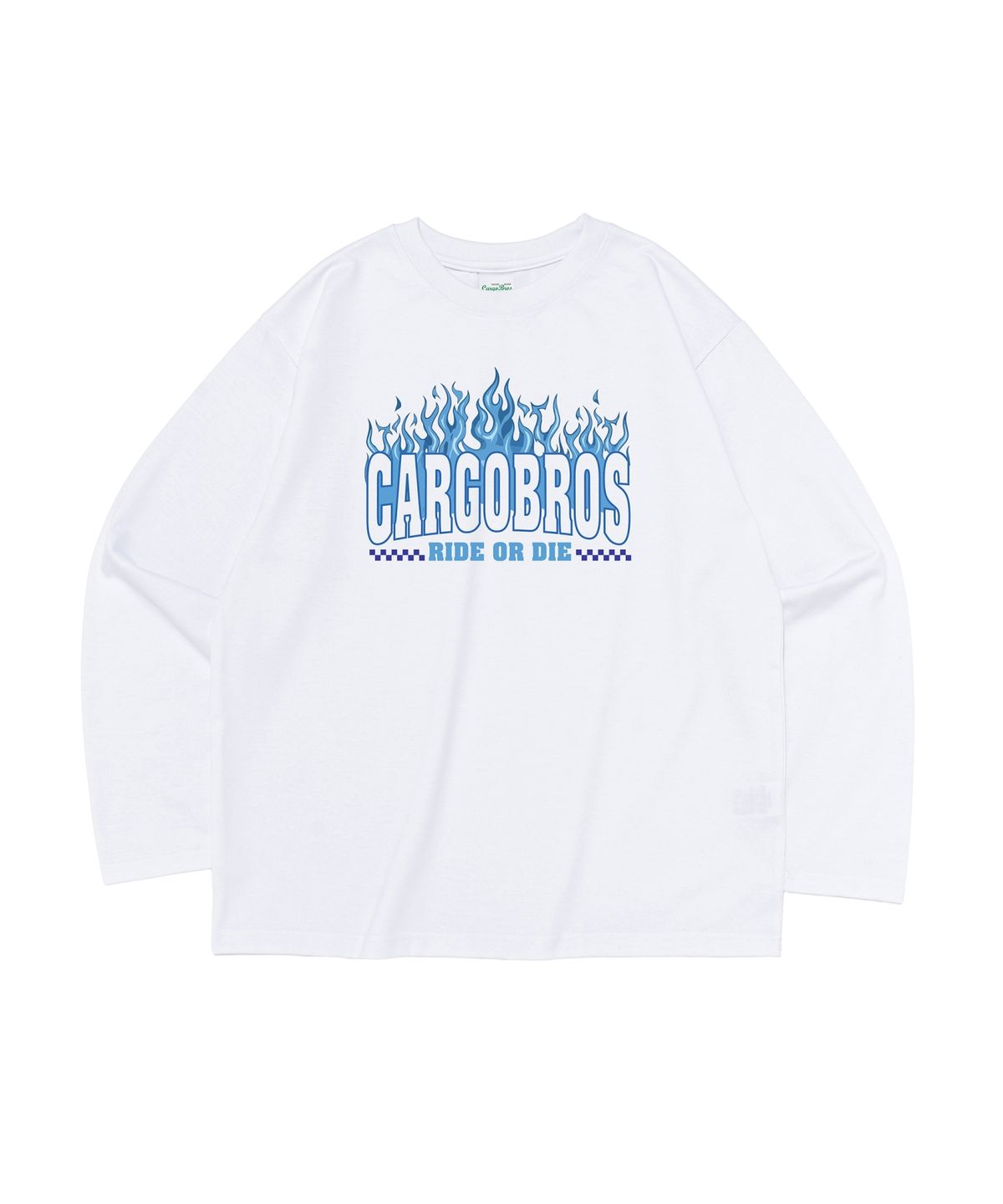 카고브로스(CARGOBROS) 블루 플레임 로고 롱슬리브 (화이트)